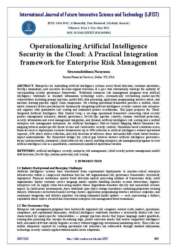 (PDF) Operationalizing Artificial Intelligence Security in the Cloud: A ...