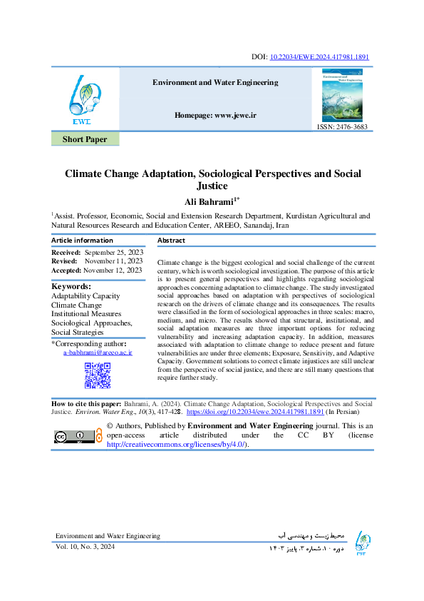 (PDF) Climate Change Adaptation, Sociological Perspectives and Social ...