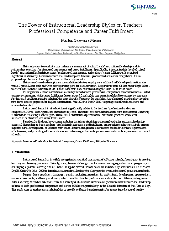 (PDF) THE POWER OF INSTRUCTIONAL LEADERSHIP STYLES ON TEACHERS ...