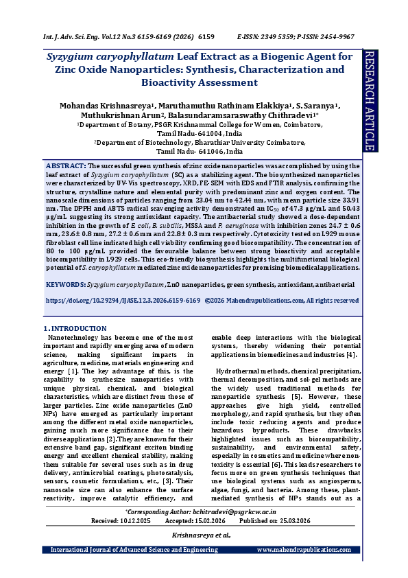 (PDF) Syzygium caryophyllatum Leaf Extract as a Biogenic Agent for Zinc ...