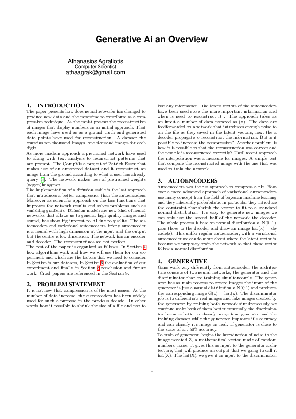(PDF) Generative Ai an Overview