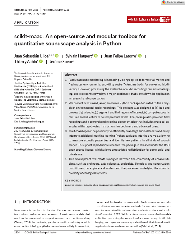 (PDF) scikit‐maad: An open‐source and modular toolbox for quantitative ...