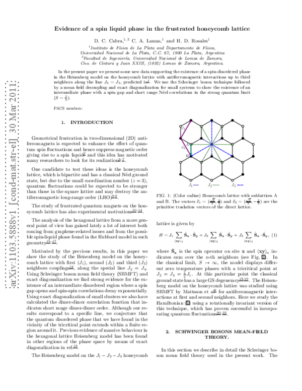 (PDF) Evidence of a Spin-Liquid Phase in the Frustrated Honeycomb Lattice