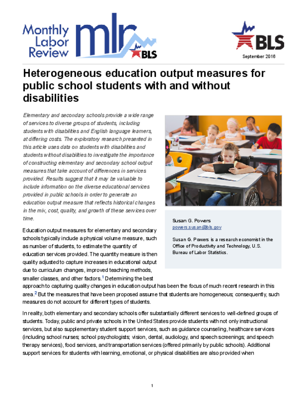 (PDF) Heterogeneous education output measures for public school ...