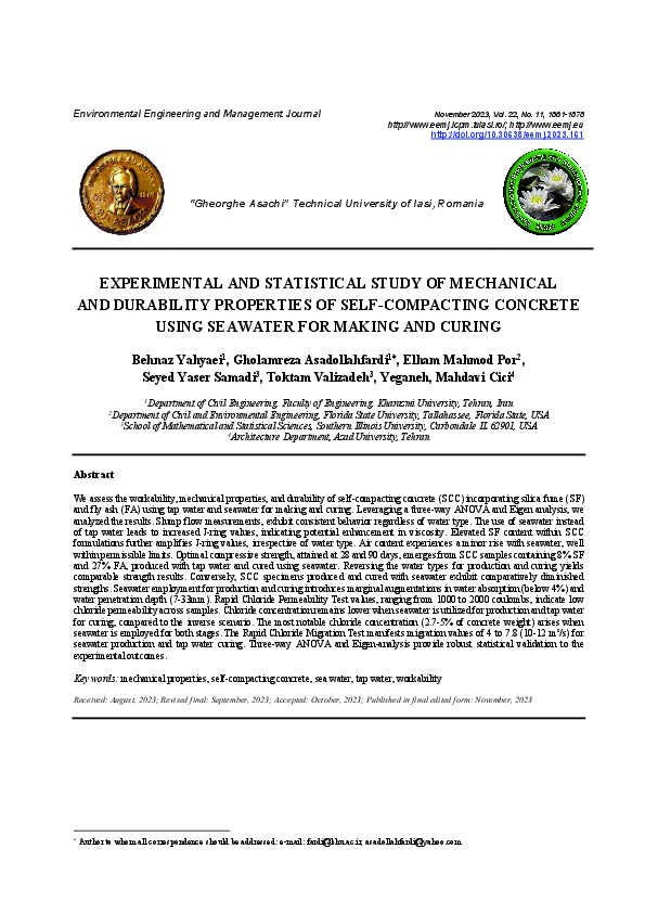 (PDF) Experimental and Statistical Study of Mechanical and Durability ...