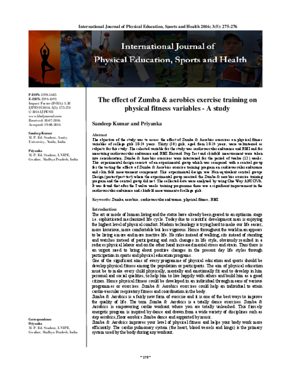 (PDF) The effect of Zumba & aerobics exercise training on physical ...