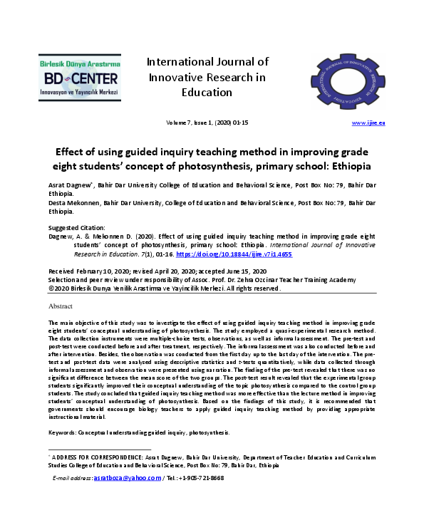 (PDF) Effect of using guided inquiry teaching method in improving grade ...