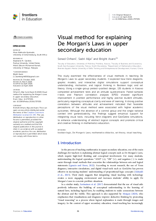 (PDF) Visual method for explaining De Morgan's Laws in upper secondary ...