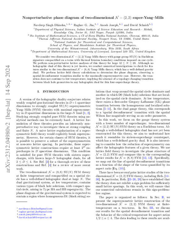(PDF) Nonperturbative Phase Diagram of Two-dimensional N = (2, 2) Super ...