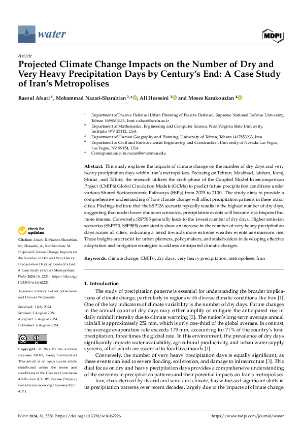(PDF) Projected Climate Change Impacts on the Number of Dry and Very ...