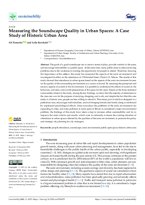 (PDF) Measuring the Soundscape Quality in Urban Spaces: A Case Study of ...