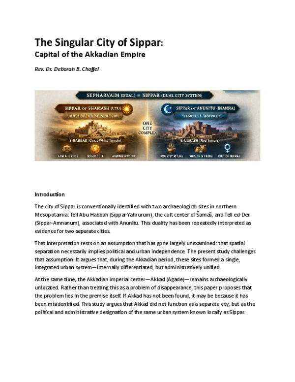 (PDF) The Singular City of Sippar: Capital of the Akkadian Empire
