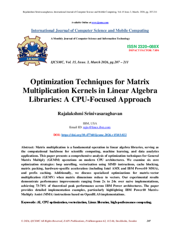 (PDF) Optimization Techniques for Matrix Multiplication Kernels in ...