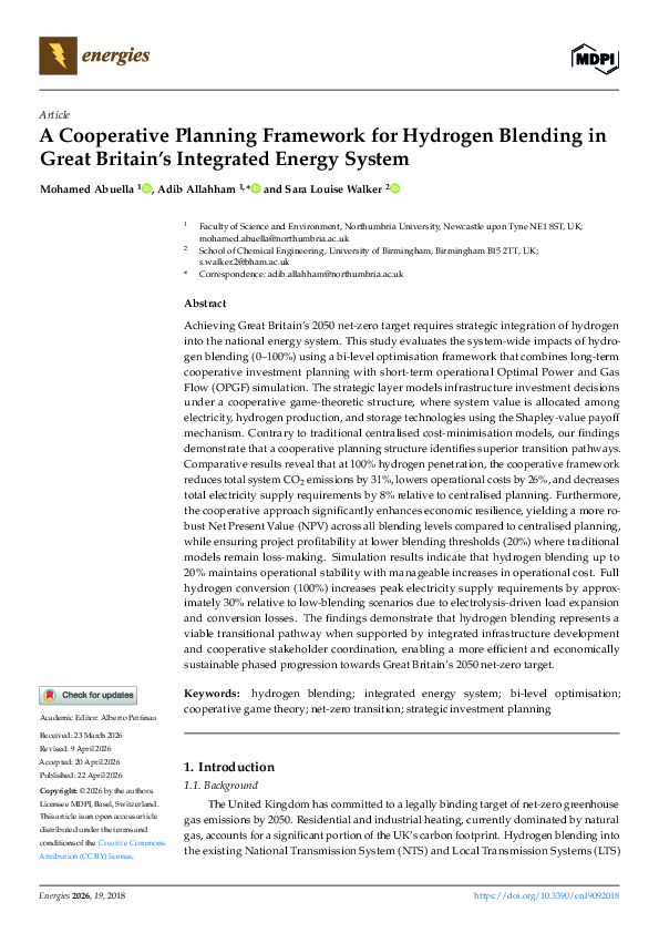 (PDF) A Cooperative Planning Framework for Hydrogen Blending in Great ...