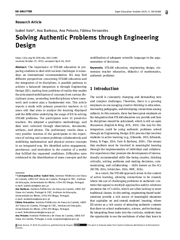 (PDF) Solving Authentic Problems through Engineering Design