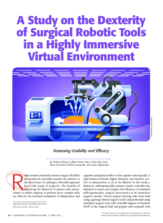(PDF) A Study on the Dexterity of Surgical Robotic Tools in a Highly ...