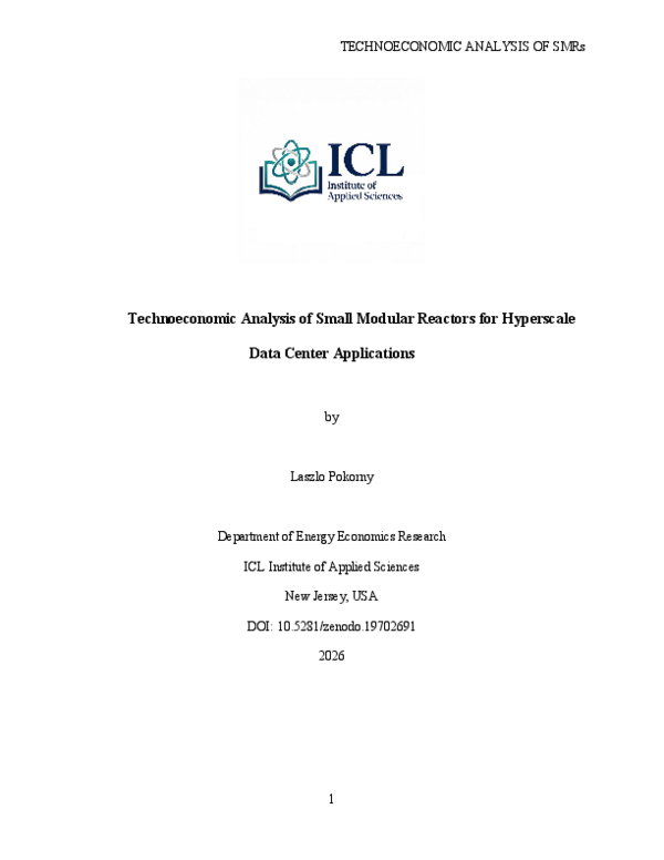 (PDF) Technoeconomic Analysis of Small Modular Reactors for Hyperscale ...