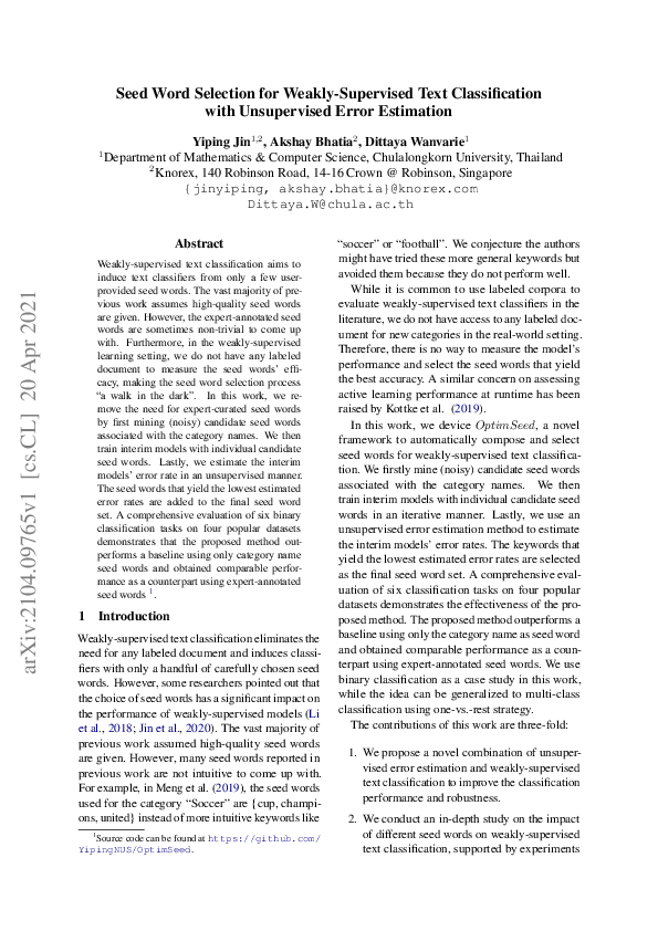 (PDF) Seed Word Selection for Weakly-Supervised Text Classification ...