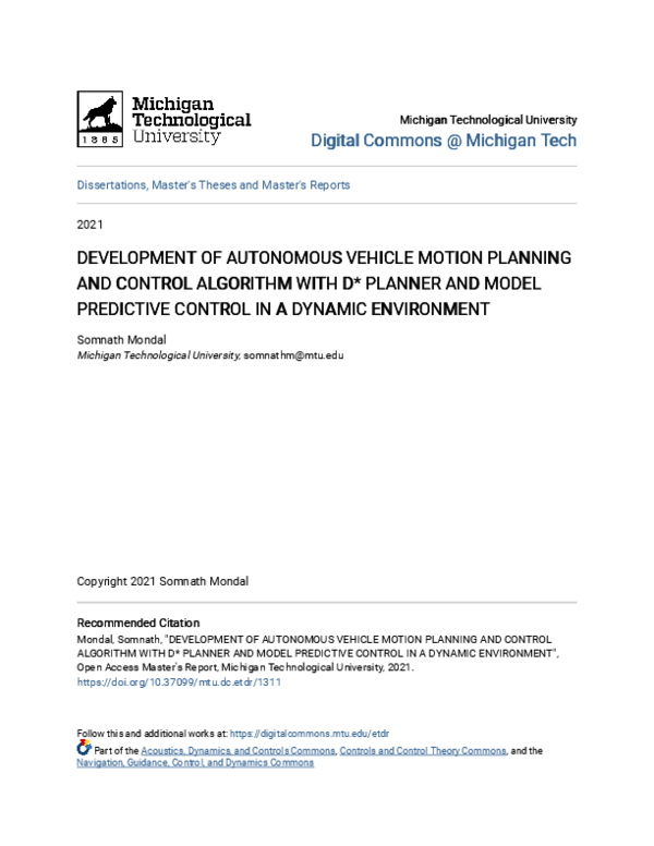 (PDF) Development of Autonomous Vehicle Motion Planning and Control ...