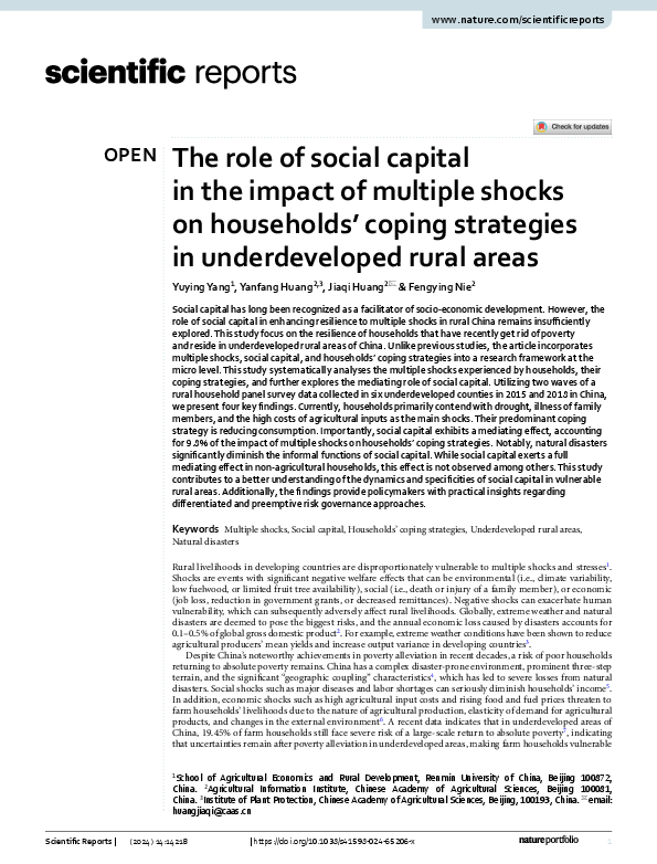 (PDF) The role of social capital in the impact of multiple shocks on ...