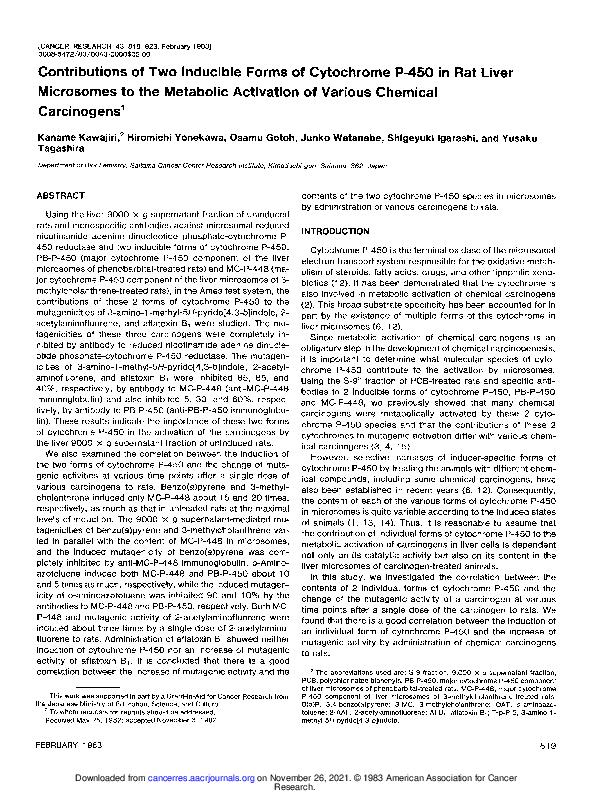 (PDF) Contributions of two inducible forms of cytochrome P-450 in rat ...