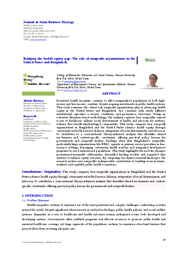 (PDF) Bridging the health equity gap: The role of nonprofit ...