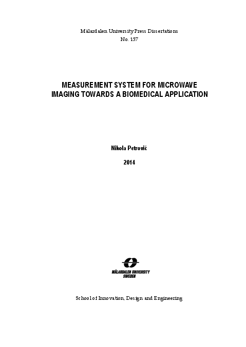 (PDF) Measurement System for Microwave Imaging Towards a Biomedical ...