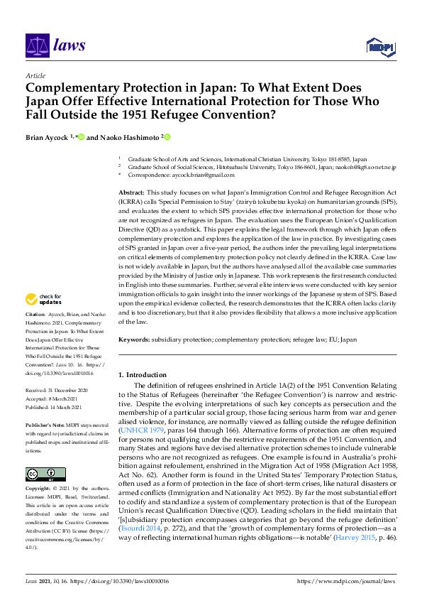 (PDF) Complementary Protection in Japan: To What Extent Does Japan ...