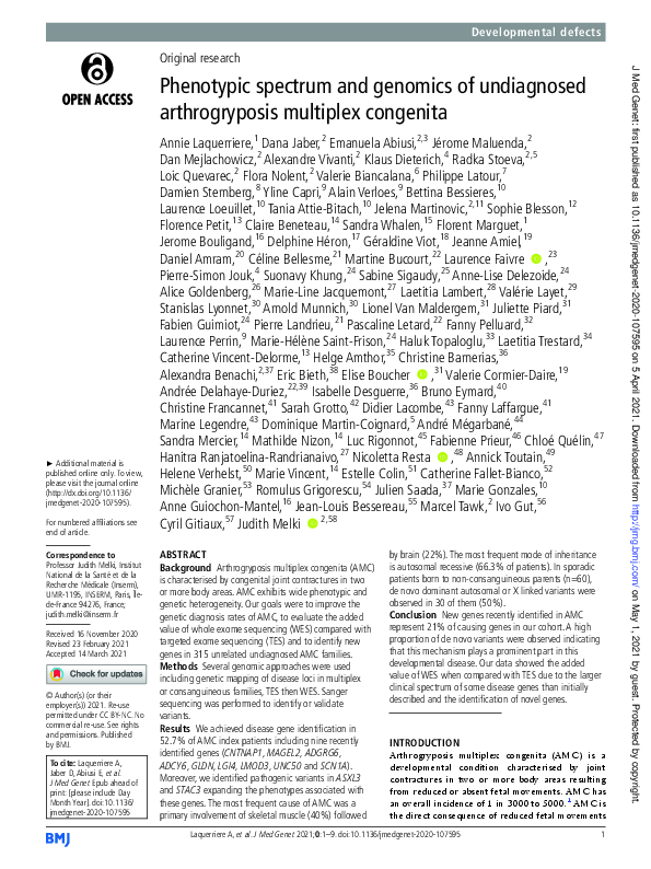 (PDF) Phenotypic spectrum and genomics of undiagnosed arthrogryposis ...