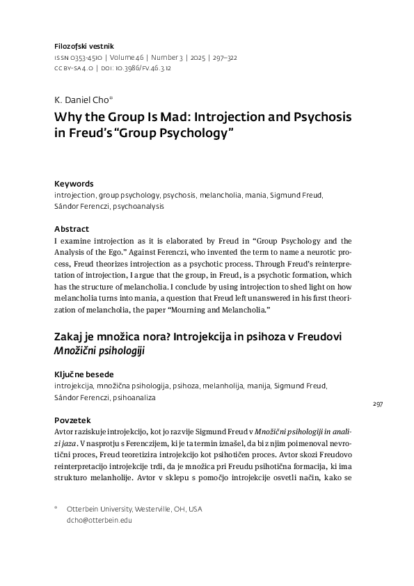 (PDF) Why the Group Is Mad: Introjection and Psychosis in Freud's ...