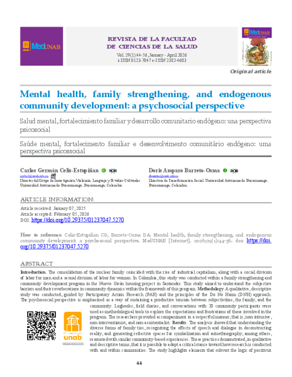(PDF) Mental health, family strengthening, and endogenous community ...