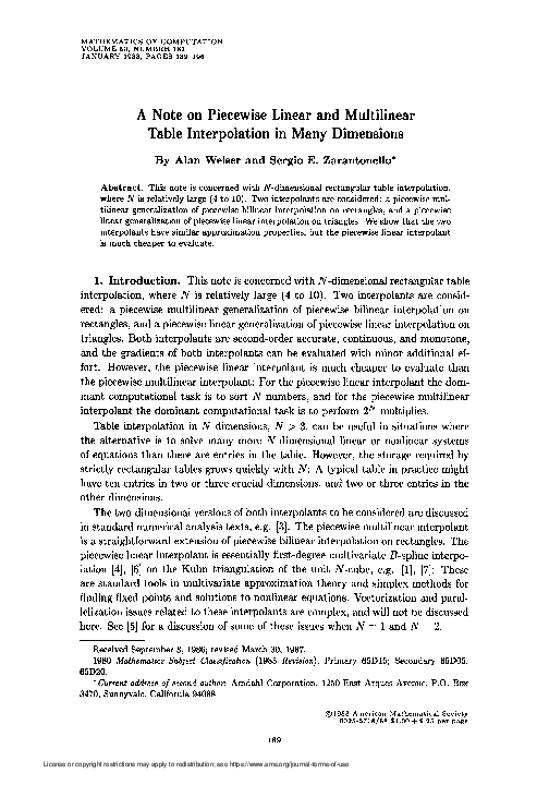(PDF) A note on piecewise linear and multilinear table interpolation in ...