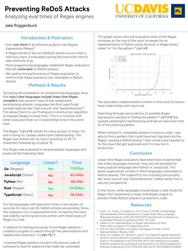 (PDF) Preventing ReDoS Attacks - Analyzing eval times of Regex engines