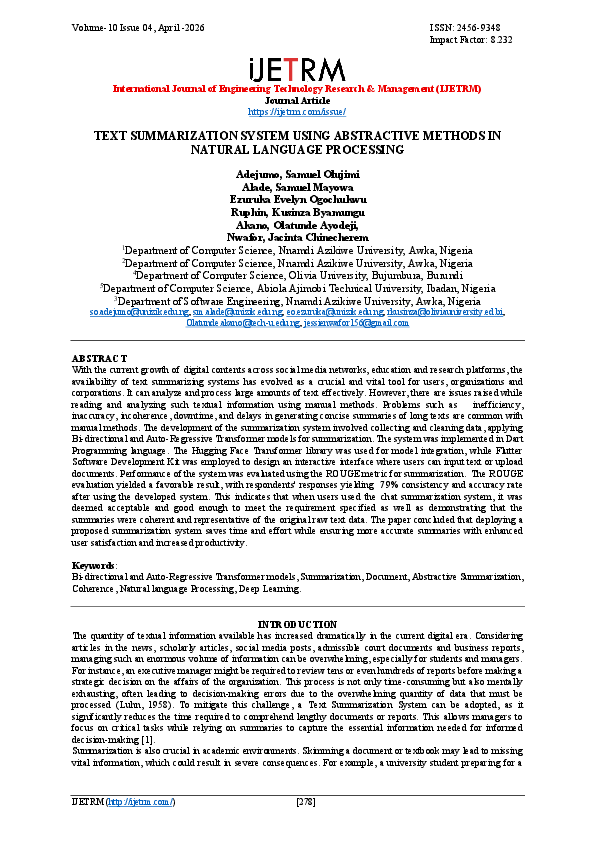 (PDF) TEXT SUMMARIZATION SYSTEM USING ABSTRACTIVE METHODS IN NATURAL ...