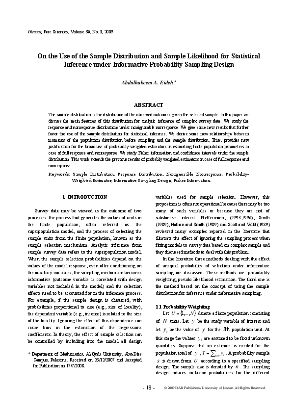 (PDF) On the Use of the Sample Distribution and Sample Likelihood for ...
