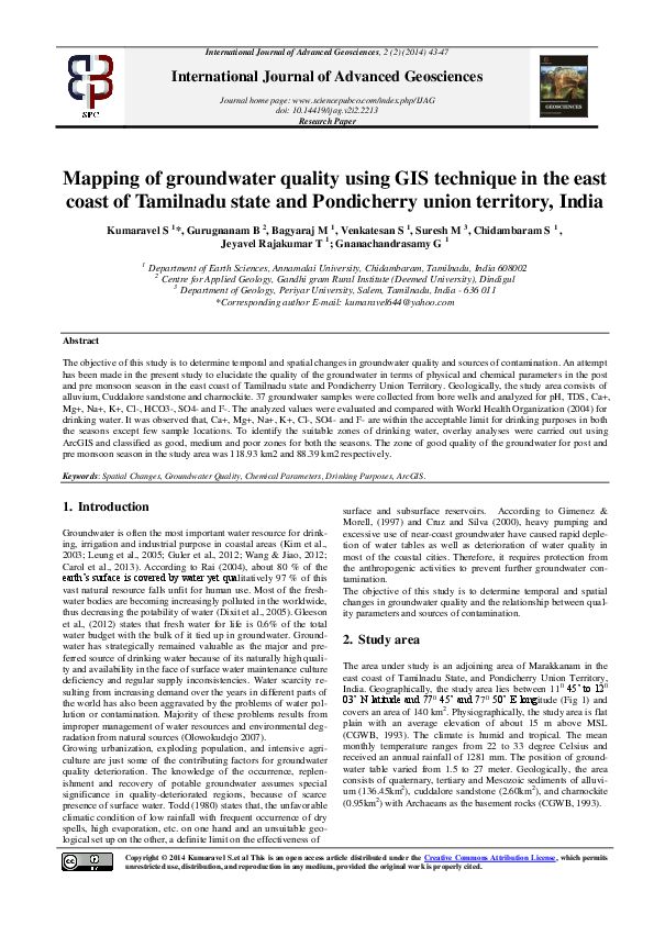 (PDF) Mapping of groundwater quality using GIS technique in the east ...