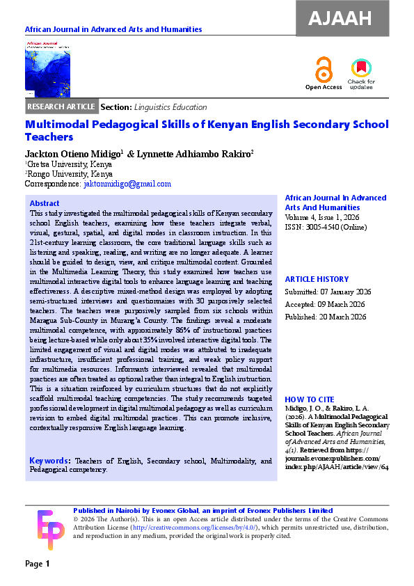 (PDF) Multimodal Pedagogical Skills of Kenyan English Secondary School ...