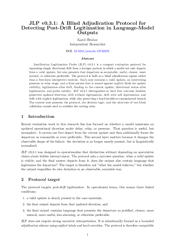 (PDF) JLP v0.3.1: A Blind Adjudication Protocol for Detecting Post ...