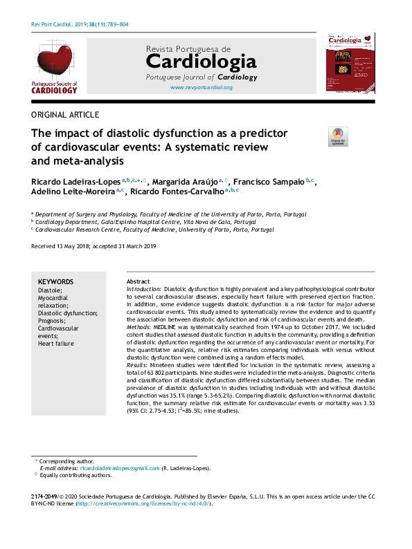(PDF) The impact of diastolic dysfunction as a predictor of ...