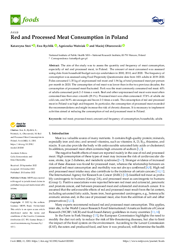 (PDF) Red and Processed Meat Consumption in Poland