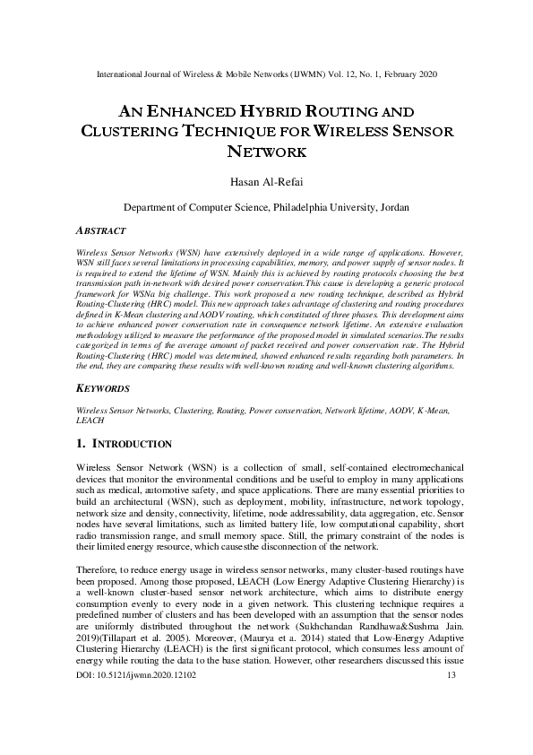 (PDF) An Enhanced Hybrid Routing and Clustering Technique for Wireless ...