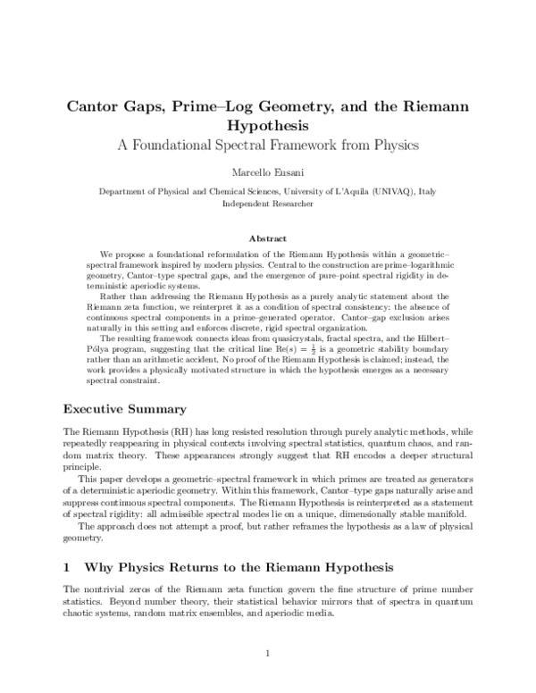 (PDF) Cantor Gaps, Prime-Log Geometry, and the Riemann Hypothesis A ...