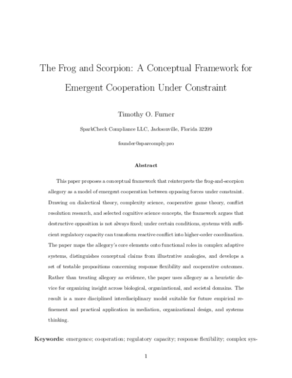 (PDF) The Frog and Scorpion: A Conceptual Framework for Emergent ...
