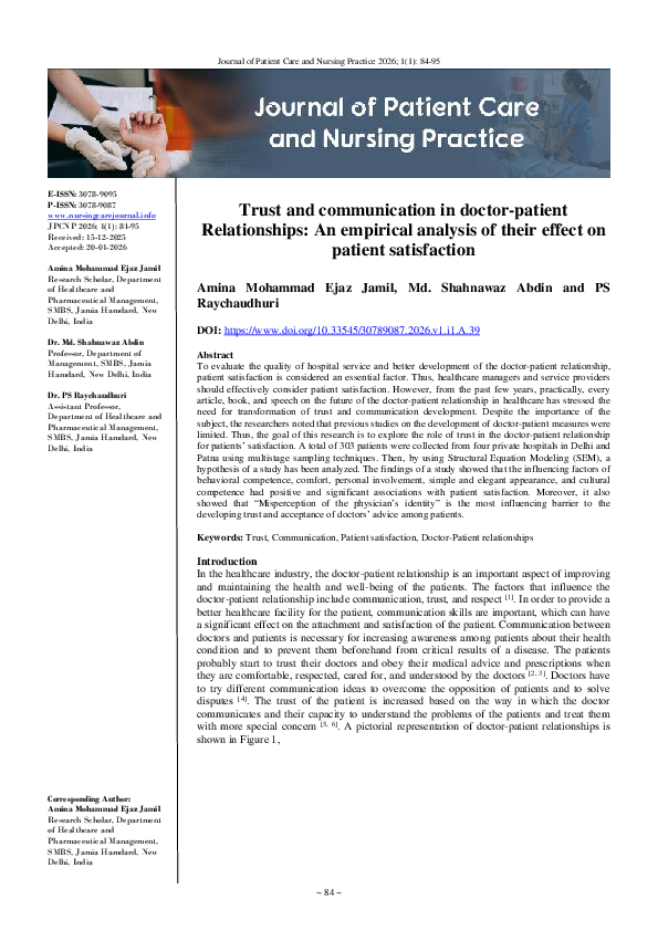 (PDF) Trust and communication in doctor-patient Relationships: An ...