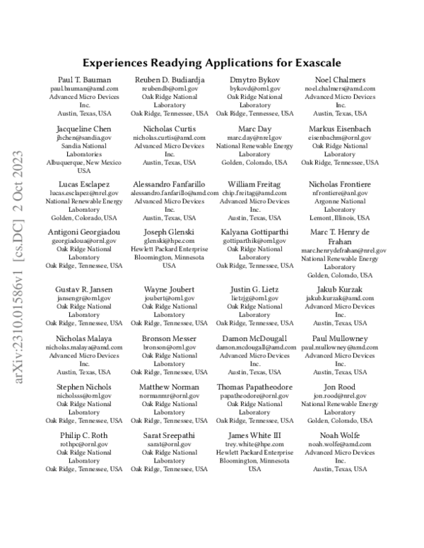 (PDF) Experiences Readying Applications for Exascale