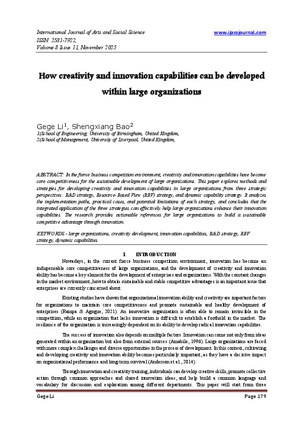 (PDF) How creativity and innovation capabilities can be developed ...