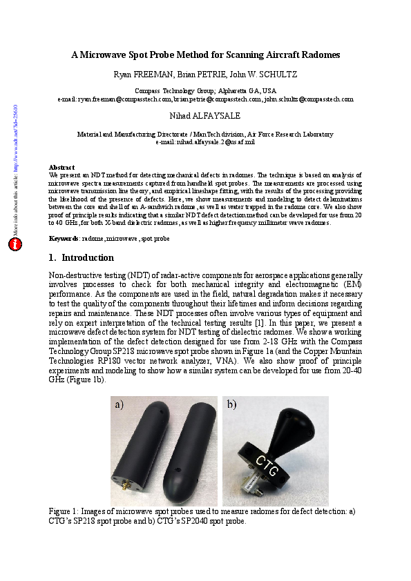 (PDF) A Microwave Spot Probe Method for Scanning Aircraft Radomes