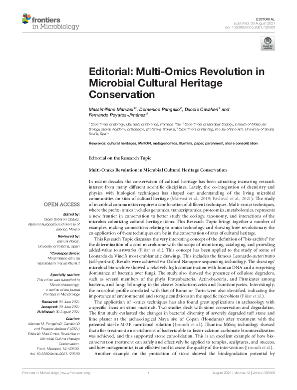 (PDF) Editorial: Multi-Omics Revolution in Microbial Cultural Heritage ...