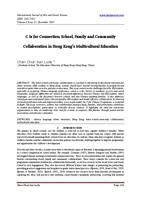 (PDF) C Is for Connection: School, Family and Community Collaboration ...