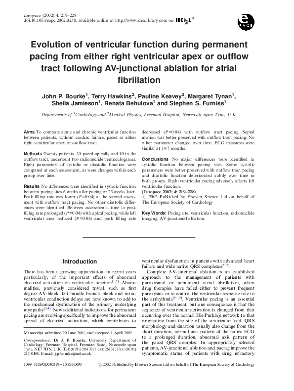 (PDF) Evolution of ventricular function during permanent pacing from ...
